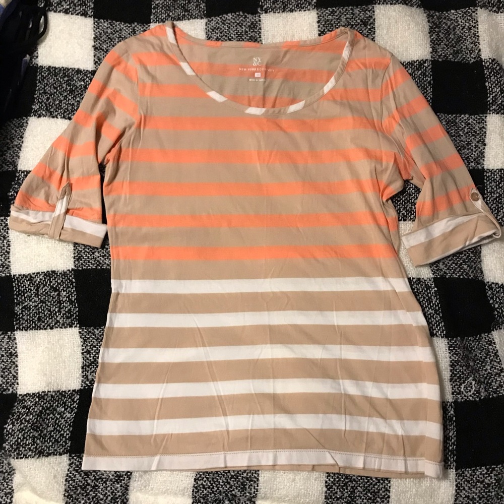 NY&Co striped 3/4 sleeve tee